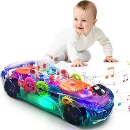 viradiya's Transparent Car with Technology 3D Light,Music, 360 Degree Rotation (Gear Car) image 1