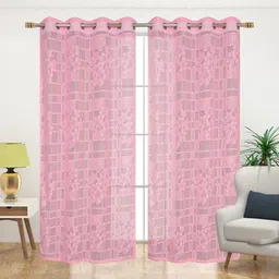 flipkart smartbuy 214 cm (7 ft) Net Semi Transparent Door Curtain (Pack Of 2) image 2