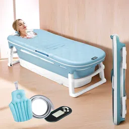 nucarture Portable bathtub for Bathroom Collapsible Folding Bath Tub for Adults (Blue) Portable bathtub for Bathroom Collapsible Folding Bath Tub for Adults (Blue) Free-standing Bathtub-picture-12