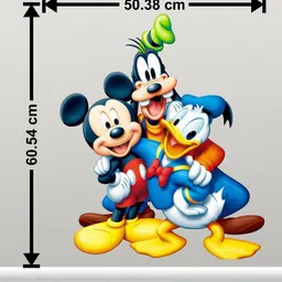 rng 60 cm Mickey mouse, Donald Duck and Goofy (all disney group cartoons) 3d wall stickers in hd quality Self Adhesive Sticker image 3