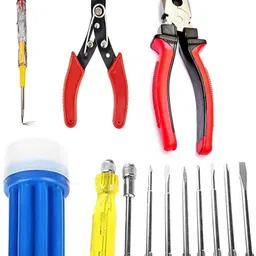 trishul India Hand Tool Kits (Plier, Wirecutter, Line Tester, Screwdriver Set) 4Pcs. Combo4 best items Lineman Plier-picture-27