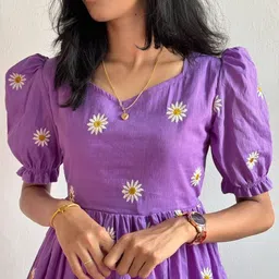 kanha Women Fit and Flare Pink Midi/Calf Length Dress image 3