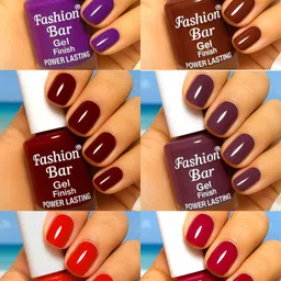 fashion bar Gel Finish Power Lasting six nail polish shades collection Set No.A101 Multicolor-picture-39
