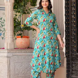 charvi creation Women Viscose Rayon Kurta Pant Set image 3