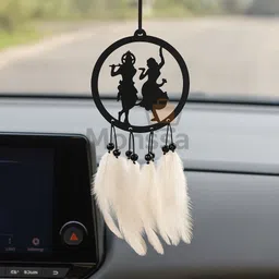 RADHE KRISHNA BLACK WHITE Car Hanging for Dashboard Rear View . (Pack of ONE) Car Hanging Ornament-image-69