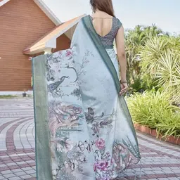 marabout Digital Print Bollywood Cotton Silk Saree image 2