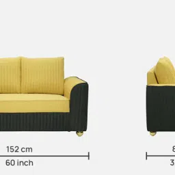 casacraft from pepperfry Elysia Fabric 2 Seater Sofa In Camel Yellow And Charcoal Grey Colour image 2
