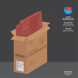 praja Easy Cloth Wash Sink | Crimson Red Effect | High Grade Plastic | Wall Hung Basin image 5