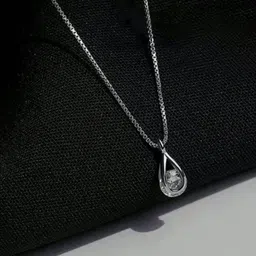 Zarkan 925 Hallmarked Silver Drop Pendant With Chain Rhodium Sterling Silver Pendant-picture-33