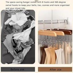 ashmakammart 2 Pcs Cupboard for Clothes Storage Wooden – Multipurpose Hanger Wooden Scarf Pack of 2 Hangers For Scarf image 5