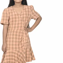 turtlebay clothing Women Wrap Orange Knee Length Dress-picture-11