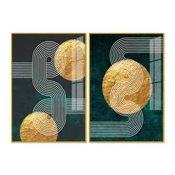 vibecrafts Golden Geometrical Acrylic Framed Art Panel (Set Of 2) image 5