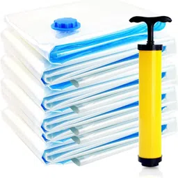 pramukh heavan Reusable Ziplock Vacuum Storage Space Saver Bags (4 PCS PLAIN BAG , 1 PUMP ) Travel Storage Vacuum Bags-picture-25