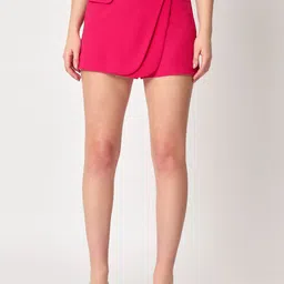 zastraa Women Solid Skorts Pink Skirt-picture-14