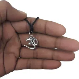 vivity Mahadev Shivji Om Locket In Black Dori Silver Alloy Pendant image 4