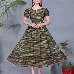 kv fashion Women Fit and Flare Green Midi/Calf Length Dress image 5