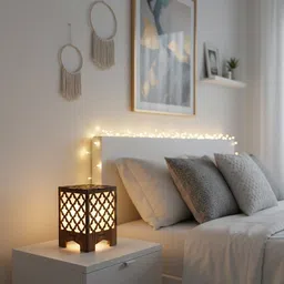 real wood art Zen Grid Series Small Wooden Table Lamp For Home Decor -11 cmX11 cmX 15 cm Table Lamp-picture-23