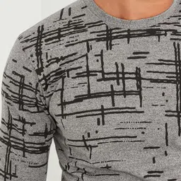 campus sutra Men Printed Round Neck Pure Cotton Grey T-Shirt image 3