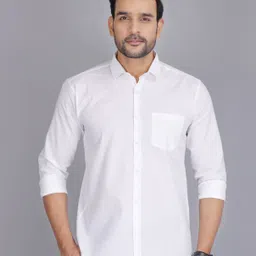 jessnx Men Slim Fit Solid Spread Collar Casual Shirt-picture-18