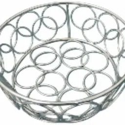 matfa Round Silver Ring Basket – Multi-Purpose Kitchen Storage Organizer (Pack of 1) Stainless Steel Fruit & Vegetable Basket-picture-26