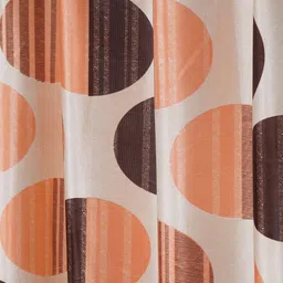 cortina Beige Floral Polyester 5Ft Semisheer Eyelet Window Curtains (Set Of 2) image 5