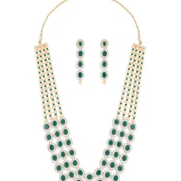 Zaveri Pearls Gold Plated Austrian Diamond Studded Multi Layered Jewellery Set image 3