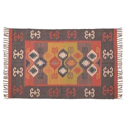 baithak krafts Multicolor Wool & Jute Abstract 60 x 36 Inches Hand Woven Dhurries image 2