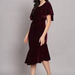 vaararo Women A-line Red Below Knee Dress image 3