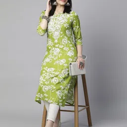 Women Chikan Embroidery Viscose Rayon Straight Kurta-image-28