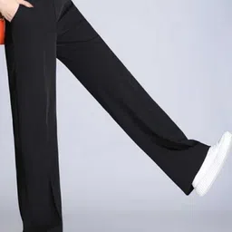 next one Women Loose Fit Black Lycra Blend Trousers image 2