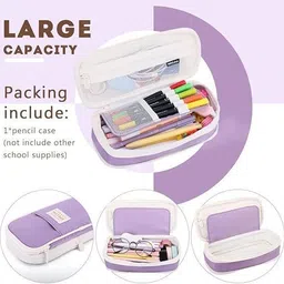 dimoris Zipper Pen Pencil Case or Pouch for College Student solid Art Canvas Pencil Box Geometry Box image 3