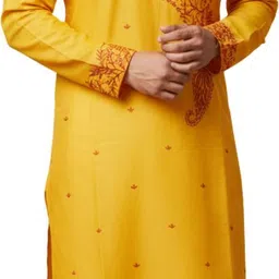 gaurikdresses Men Embroidered Cotton Silk Straight Kurta-picture-15