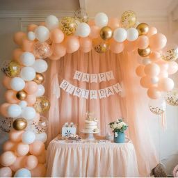 Special You Peach & White Theme Birthday Decoration Kit For Girls-78 Pcs-picture-46