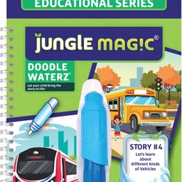 jungle magic Doodle Waterz Education Series - Vehicles (Reusable Water-Reveal Colouring Book With Water Pen)-picture-10