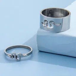 Pinapes Silver-Plated With Snake-Charm Oxidised Finger Ring-picture-28