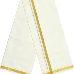 TUNI MANI 2.0meter / 3/4inch Gold Jari Single Dhoti Solid Men Dhoti image 3