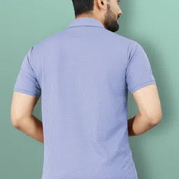 vebnor Men Self Design Polo Neck Polyester Blue T-Shirt image 2