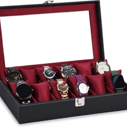 storeshine Men's and Women's Watch Box Holder Organizer Case in Black color(9 Compartments) Watch Box-picture-14