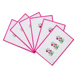 sej by nisha gupta Alba (12x18) White & Pink Poly Cotton (Set of 6) Placemat image 2