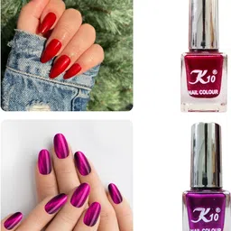 k10 Exclusive Metallic Nail Polish Set (12ML Each) DarkPink,Red-picture-17