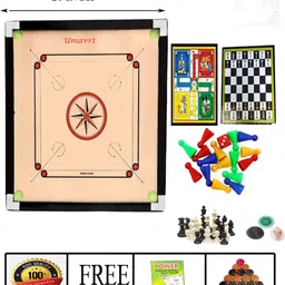 mr8 decorative 20 inch all-in-one [powder + coins + striker + ludo & chess] 50 cm Carrom Board-picture-18
