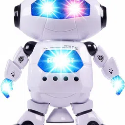 brok Dancing Robot with LED Light and Music, Naughty Robot- White & Blue (Battery Included) image 2
