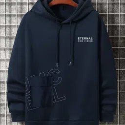 Men Printed Hooded Neck Cotton Blend Dark Blue T-Shirt-image-1