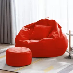 4XL GIGLICK 4XL Bean Bag Cushion and Footrest Filled with Beans-RED Bean Bag Chair With Bean Filling-picture-11