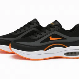 partner Men PU Black Sneakers | Air Cushion Sports Shoes | Lightweight Casual Wear Sneakers For Men-picture-10