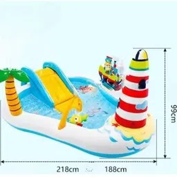 littlebloom Fishing Fun Play (IND*9804) Kiddie Pool With Free Electric Pump1091 Inflatable Swimming Pool image 5