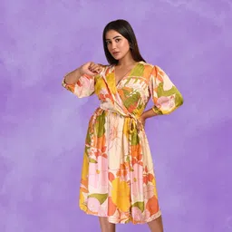 mtfstylooo Floral Print Satin Stitched Flared/A-line Gown image 4