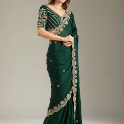 koskii Ready to Wear Embroidered Bollywood Crepe Saree-picture-22