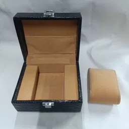 sasco creation PU Leather Black wrist watch Box, Single slots Travel Watch Case Watch Box image 5