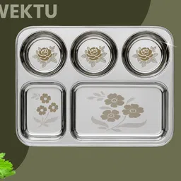 wektu Premium Stainless Steel Compartment Plates/Food Grade/5 in 1/Laser Print/1PC/24 Sectioned Plate-picture-47